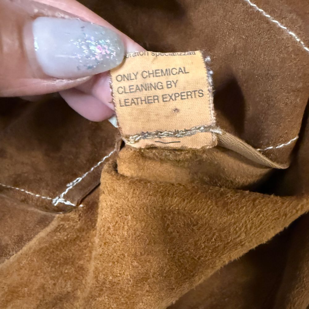 Blur Vintage‎ Tan Leather Long Coat Button Front Collared Trench Style O… - Picture 10 of 10